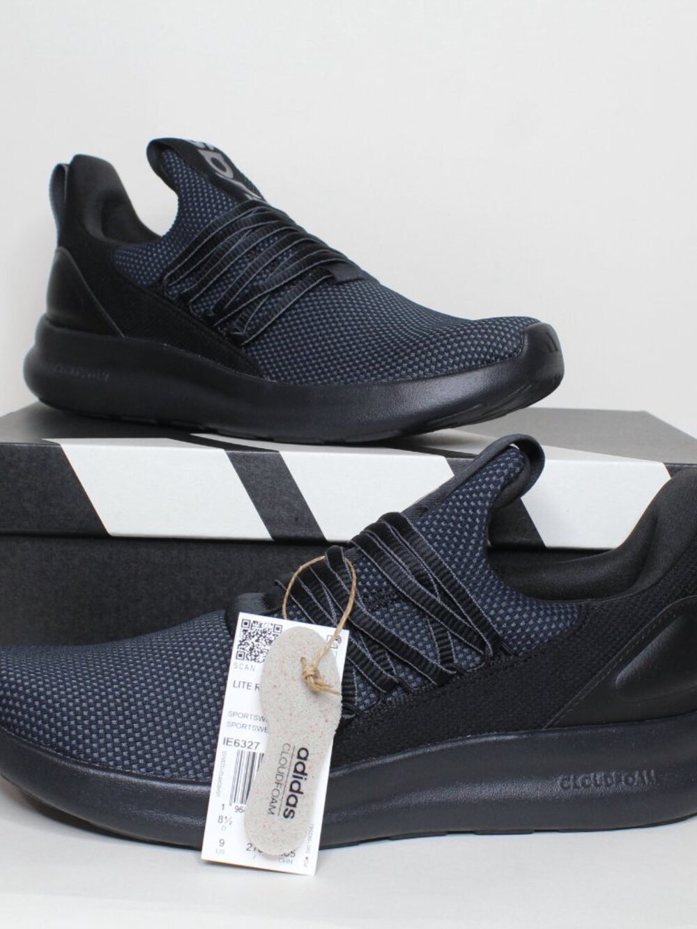 New Adidas Lite Racer Adapt 7.0 Cloudfoam Running Sneakers IE6327 Black Men Size